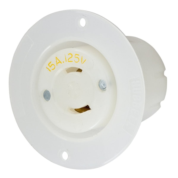 Hubbell Wiring Device-Kellems Locking Receptacle, L1-15R, 15 A, 125V AC, Single Phase, 2 Pole, Screw Terminals, White HBL7526C - main